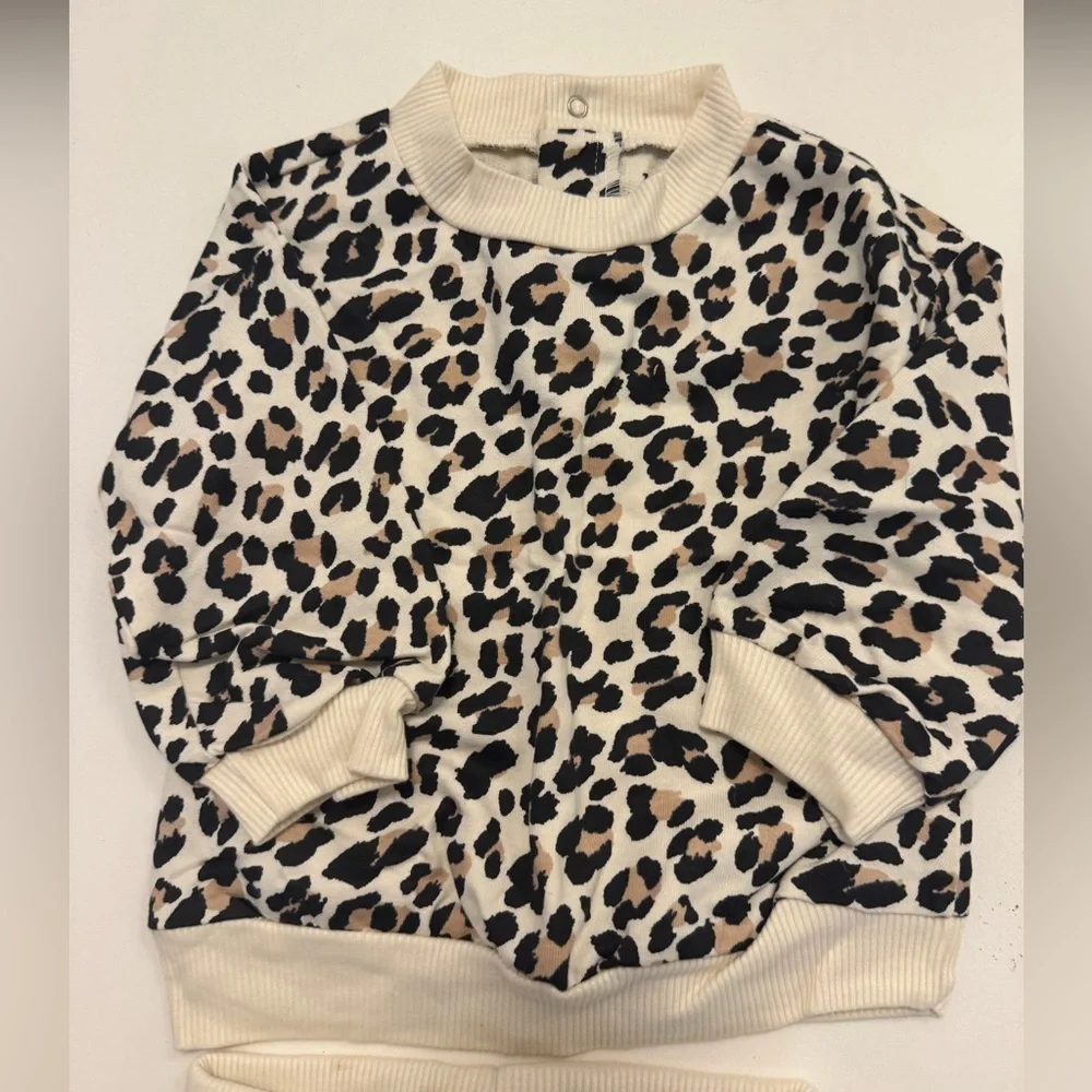 Leopard Print Kids Matching Set - Cream and Black
